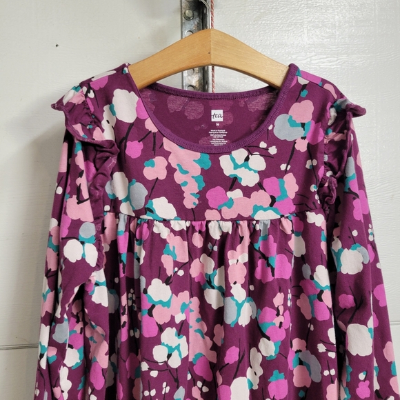 Tea Collection Snowy Branches Mighty Mini ruffle shoulder Dress Girls Size 16 - Picture 2 of 9